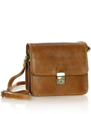 Torba skórzana kwadratowa premium Florence bag - MARCO MAZZINI camelowa