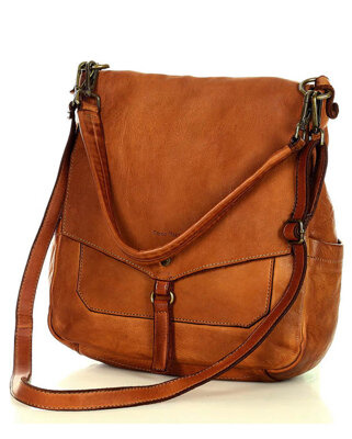 Wygodna torba damska na ramię skóra naturalna vera pelle - MARCO MAZZINI brąz karmel