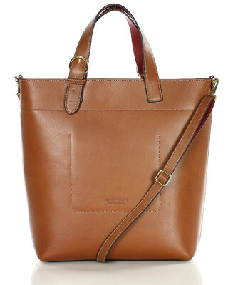 Duża torebka shoppperka do ręki skórzana premium MARCO MAZZINI brązowa