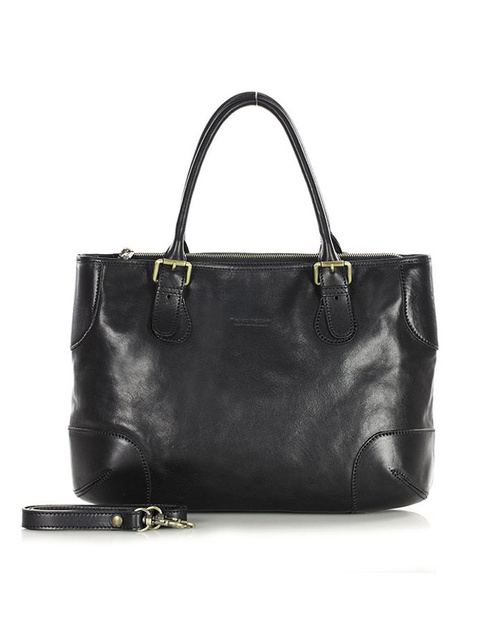 Torebka do ręki kuferek genuine leather made in italy - MARCO MAZZINI czarny