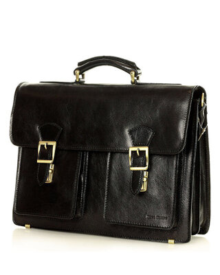 Teczka męska vintage handmade MARCO MAZZINI - skóra naturalna - CIRO Classic czarna