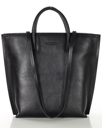 Ekskluzywna torba shopper do pracy skórzana premium MARCO MAZZINI czarna