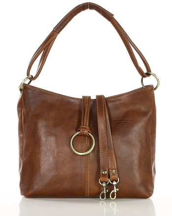 Klasyczna torba skórzana na ramię premium leather - MARCO MAZZINI brązowa