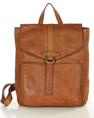 Plecak skórzany damski A4 - MARCO MAZZINI brąz whisky