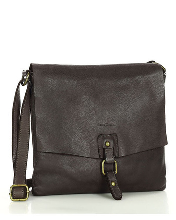 Torebka skórzana listonoszka stylowy minimalizm ala messenger leather bag - MARCO MAZZINI brąz caffe