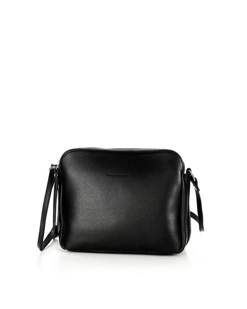 Torebka skórzana crossbody listonoszka dwie komory - MARCO MAZZINI czarna