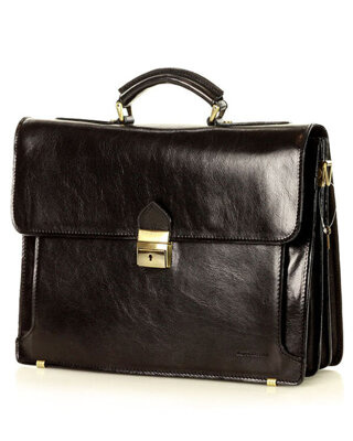 Teczka męska skórzana MARCO MAZZINI handmade - ROBERTO Classic czarna