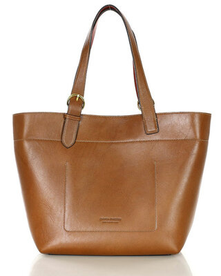 Torebka luksusowa shopperka na ramię skóra premium MARCO MAZZINI brązowa