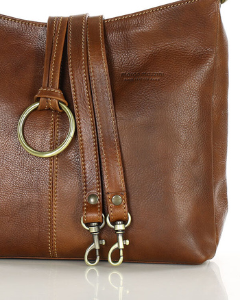 Klasyczna torba skórzana na ramię premium leather - MARCO MAZZINI brązowa