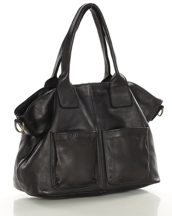 Torebka skórzana shopper bag - MARCO MAZZINI czarny