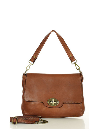 Legendarna torebka skórzana na ramię 2 w 1 genuine lether - MARCO MAZZINI brąz migdałowy