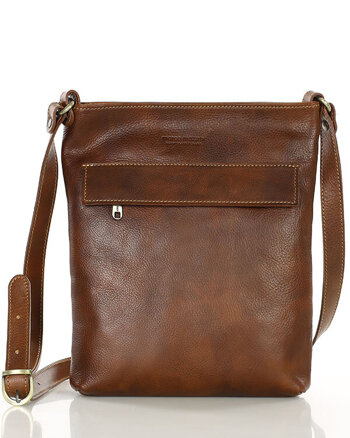 Torebka skórzana listonoszka prostokątna klasy premium - MARCO MAZZINI brązowa