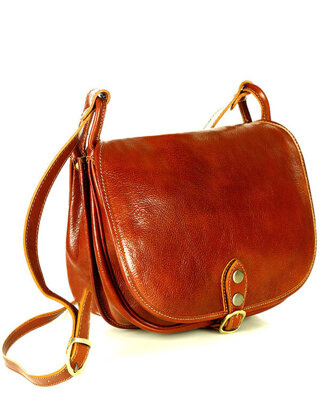 Duża włoska torebka listonoszka typu saddle bag MARCO MAZZINI - Toscania Classico camel