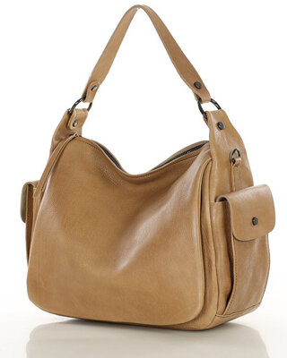 Luksusowa torebka kuferek na ramię skóra naturalna MARCO MAZZINI beżowa