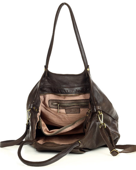 MARCO MAZZINI Torebka skórzana shopper bag ispirato dalla natura brąz caffe