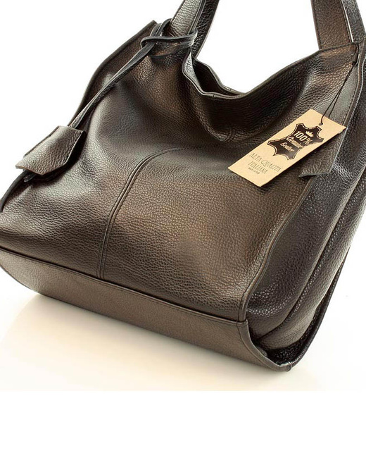 Modna torebka damska skórzany shopper bag - MARCO MAZZINI Portofino Max czarny