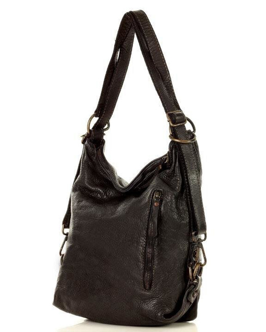Torba skórzana dla wymagających z opcją plecak old school leather bag - MARCO MAZZINI czarny