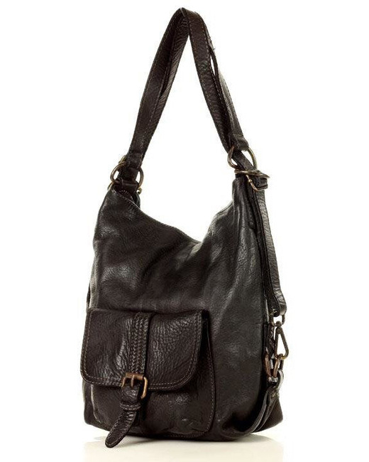 Torba skórzana dla wymagających z opcją plecak old school leather bag - MARCO MAZZINI czarny